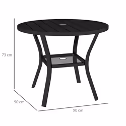 Outsunny 90 cm Garden Dining Table, Round Garden Table with Parasol Hole