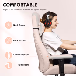 HOMCOM Gamer Computer Chair, Gaming Chair with Swivel Wheels, Pale Pink - Additional view 6