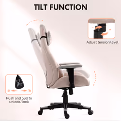 HOMCOM Gamer Computer Chair, Gaming Chair with Swivel Wheels, Pale Pink - Additional view 7