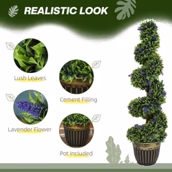HOMCOM Set of 2 Decorative Artificial Plants with Lavender and Pot, 115cm