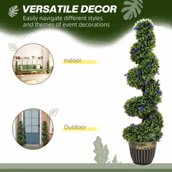 HOMCOM Set of 2 Decorative Artificial Plants with Lavender and Pot, 115cm