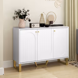 HOMCOM Sideboard with Adjustable Shelves & Doors for Living Room, White