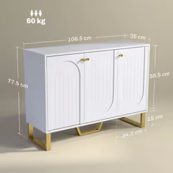 HOMCOM Sideboard with Adjustable Shelves & Doors for Living Room, White