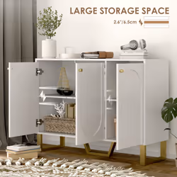 HOMCOM Sideboard with Adjustable Shelves & Doors for Living Room, White - Additional view 4