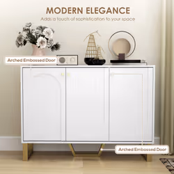 HOMCOM Sideboard with Adjustable Shelves & Doors for Living Room, White - Additional view 5