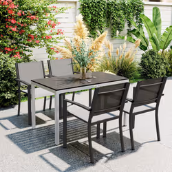 Outsunny 120 x 70 cm Garden Table for 4-6 with Aluminium Frame, Slatted Top
