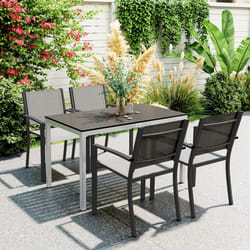 Outsunny 120 x 70 cm Garden Table for 4-6 with Aluminium Frame, Slatted Top