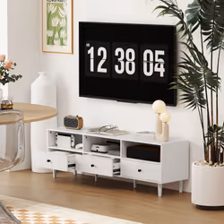 HOMCOM TV Unit, TV Cabinet for up to 75", with Drawers, Shelves, White - Additional view 5
