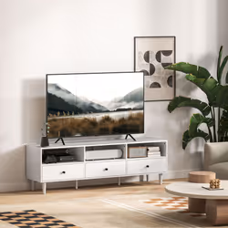 HOMCOM TV Unit, TV Cabinet for up to 75", with Drawers, Shelves, White - Additional view 6