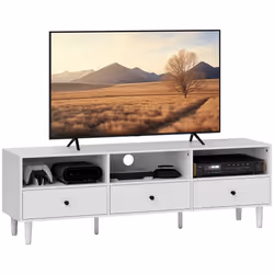 HOMCOM TV Unit, TV Cabinet for up to 75", with Drawers, Shelves, White - Additional view 8