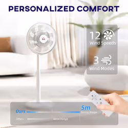HOMCOM Pedestal Fan with Oscillating, Tilt, Adjustable Height, Timer, White