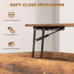 HOMCOM Industrial Lift Top Coffee Table with Storage Shelf Rustic Brown - Additional view 4