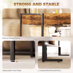 HOMCOM Industrial Lift Top Coffee Table with Storage Shelf Rustic Brown - Additional view 6