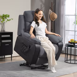 HOMCOM Power Lift Riser and Recliner Chair with Remote Control, Dark Grey