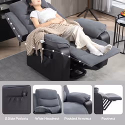 HOMCOM Power Lift Riser and Recliner Chair with Remote Control, Dark Grey - Additional view 5