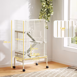 PawHut 4-Level Rolling Small Animal Cage, Rabbit Cage with 15cm Deep Bottom