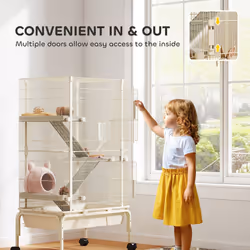 PawHut 4-Level Rolling Small Animal Cage, Rabbit Cage with 15cm Deep Bottom - Additional view 5