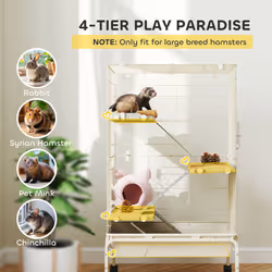 PawHut 4-Level Rolling Small Animal Cage, Rabbit Cage with 15cm Deep Bottom - Additional view 8