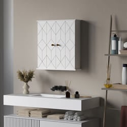 HOMCOM Bathroom Wall Cabinet, Wall Cupboard with Adjustable Shelf, White