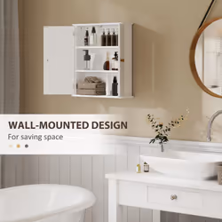 HOMCOM Bathroom Wall Cabinet, Wall Cupboard with Adjustable Shelf, White