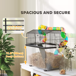 PawHut Hamster Cage with 31cm Deep Tray, Tube, 58 x 43 x 57cm - Additional view 4