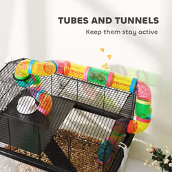 PawHut Hamster Cage with 31cm Deep Tray, Tube, 58 x 43 x 57cm - Additional view 5
