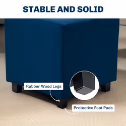 HOMCOM Square Footstool Small Ottoman with Wood Legs for Bedroom Blue - Additional view 4