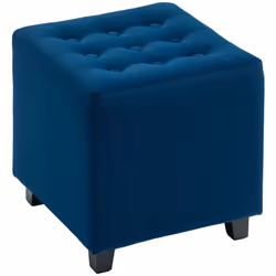 HOMCOM Square Footstool Small Ottoman with Wood Legs for Bedroom Blue - Additional view 7