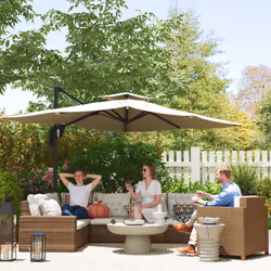 Outsunny 3.7 x 2.7 m Cantilever Parasol w/ 360 Rotation, Black