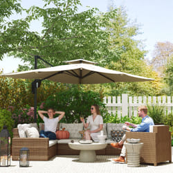 Outsunny 3.7 x 2.7 m Cantilever Parasol w/ 360 Rotation, Black