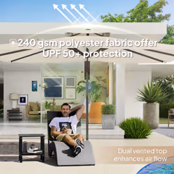 Outsunny 3.7 x 2.7 m Cantilever Parasol w/ 360 Rotation, Black