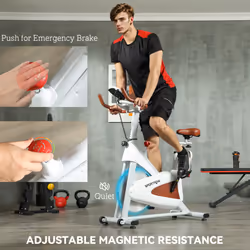 SPORTNOW Quiet Stationary Exercise Bike with Adjustable Seat, White
