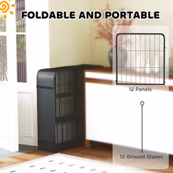 PawHut Dog Pen, 12-Panel Puppy Pen for Small Dogs, 60cm High - Additional view 5