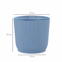 Outsunny Set of 2 Round Plant Pots Outdoor 22cm for Garden Decoration, Blue