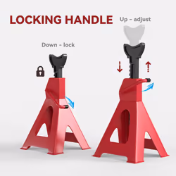 HOMCOM Axle Stands, Adjustable Car Jack Stands, Pack of 2, Red - M - Additional view 4