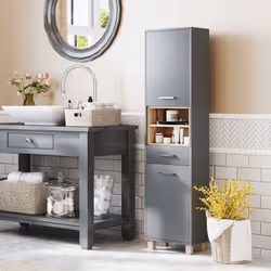 HOMCOM Bathroom Storage Unit with Open Shelves and Drawer