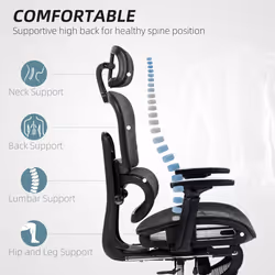 HOMCOM Ergonomic Office Chair Swivel Computer Chair with 3D Armrest Black
