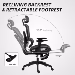 HOMCOM Ergonomic Office Chair Swivel Computer Chair with 3D Armrest Black