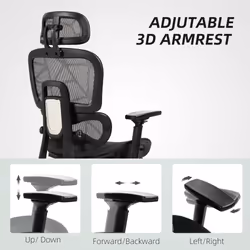 HOMCOM Ergonomic Office Chair Swivel Computer Chair with 3D Armrest Black - Additional view 4