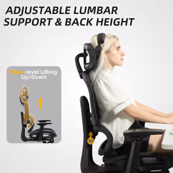 HOMCOM Ergonomic Office Chair Swivel Computer Chair with 3D Armrest Black - Additional view 8