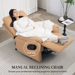 HOMCOM Recliner Chair Reclining Chair with Adjustable Leg Rest Light Brown