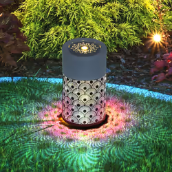 Outsunny Outdoor Waterfall Fountain Water Feature with LED, Light Grey