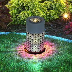 Outsunny Outdoor Waterfall Fountain Water Feature with LED, Light Grey