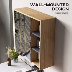 HOMCOM Bathroom Cabinet Wall Mounted Mirror Storage with Shelves Natural - Additional view 5