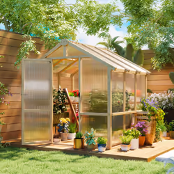 Outsunny 6.6 x 6ft Wooden Polycarbonate Greenhouse with Lockable Door