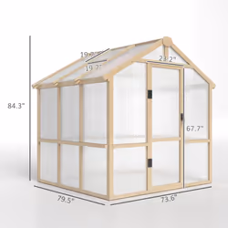 Outsunny 6.6 x 6ft Wooden Polycarbonate Greenhouse with Lockable Door