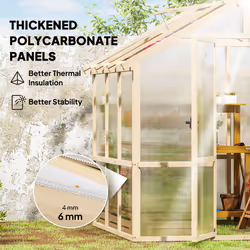 Outsunny 6.6 x 6ft Wooden Polycarbonate Greenhouse with Lockable Door