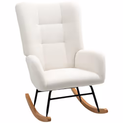 HOMCOM Rocking Chair, Modern Armchair with Backrest for Bedroom, Cream White