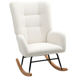 HOMCOM Rocking Chair, Modern Armchair with Backrest for Bedroom, Cream White
