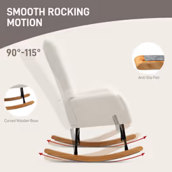 HOMCOM Rocking Chair, Modern Armchair with Backrest for Bedroom, Cream White